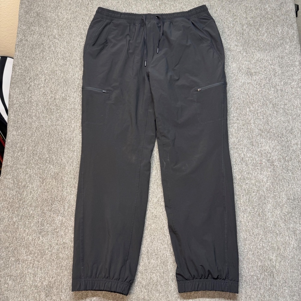 Eddie Bauer Womens 14 Fleece Lined Cargo Joggers Gray Plaid Winter Pants Hiking